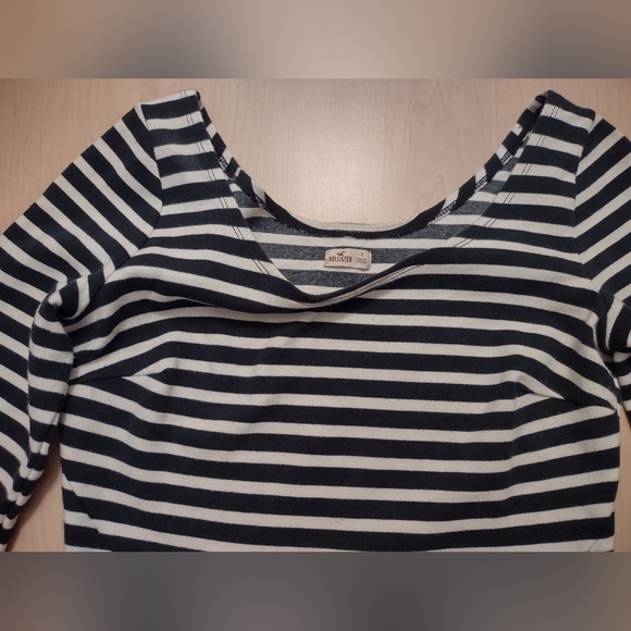 Hollister Black and White Striped Mini Skater Dress with 3/4 Length Slee… - Picture 3 of 7